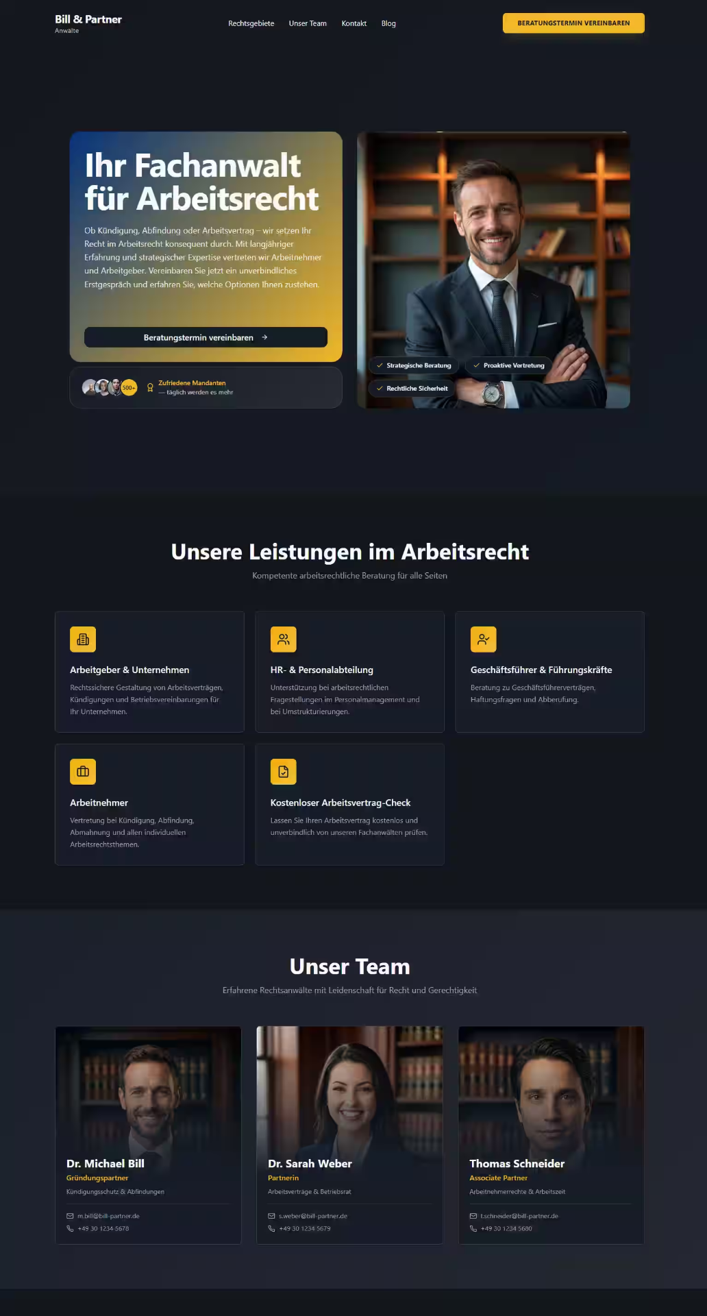 Website für eine Anwaltskanzlei im Arbeitsrecht