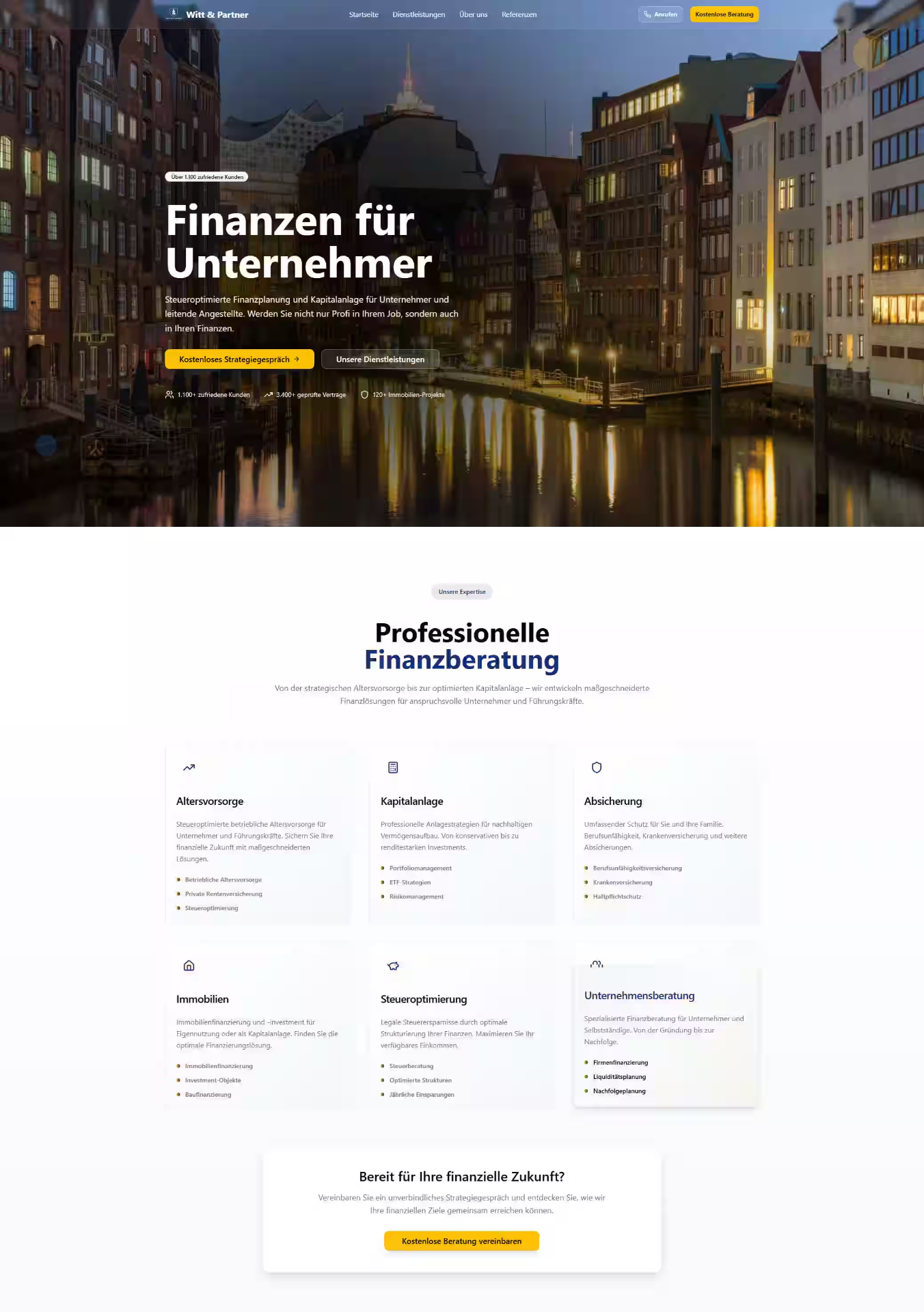 Website für eine Finanzberatung für Unternehmer und Führungskräfte