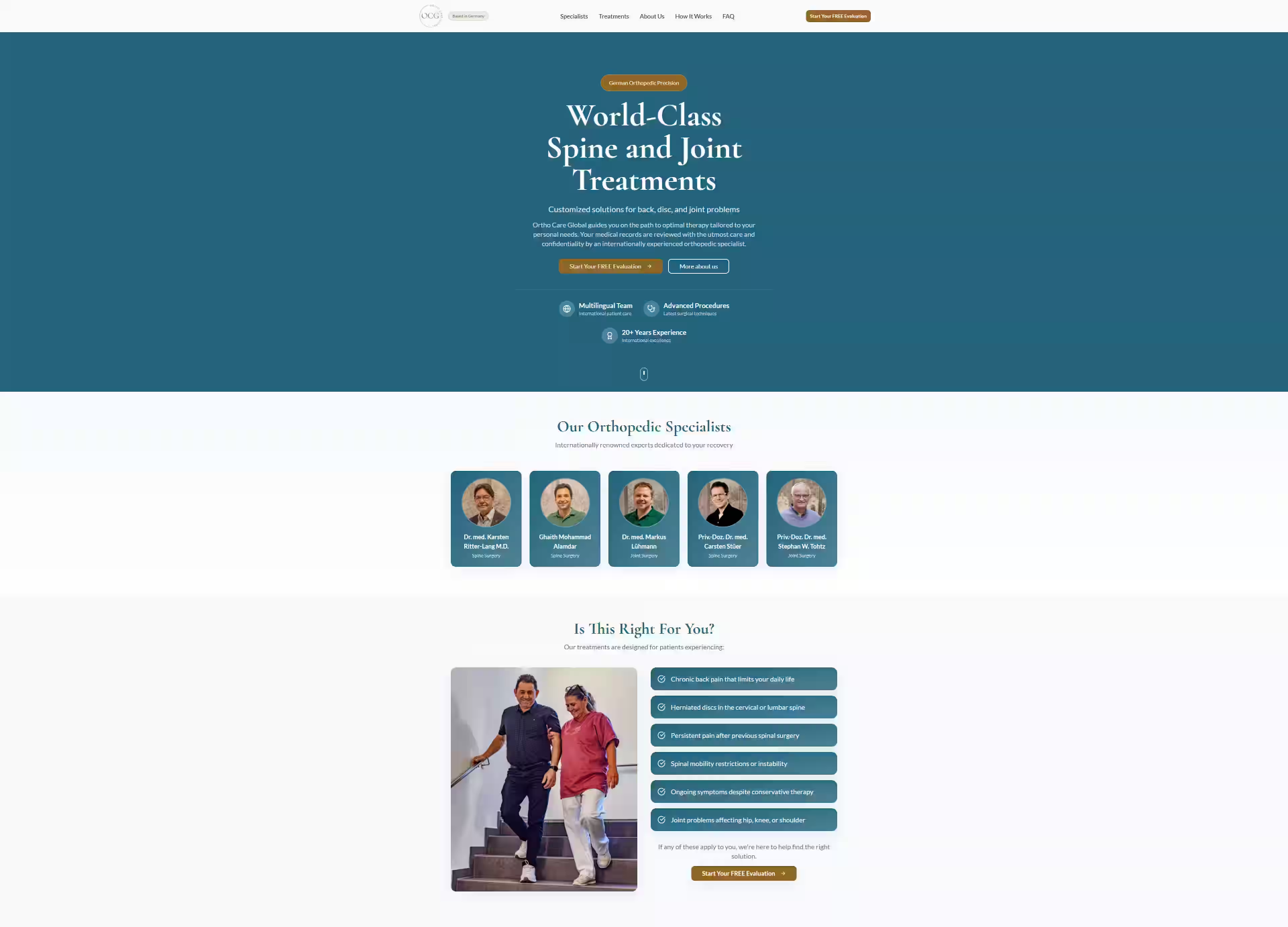Internationale Website für orthopädische Wirbelsäulen- und Gelenkbehandlungen