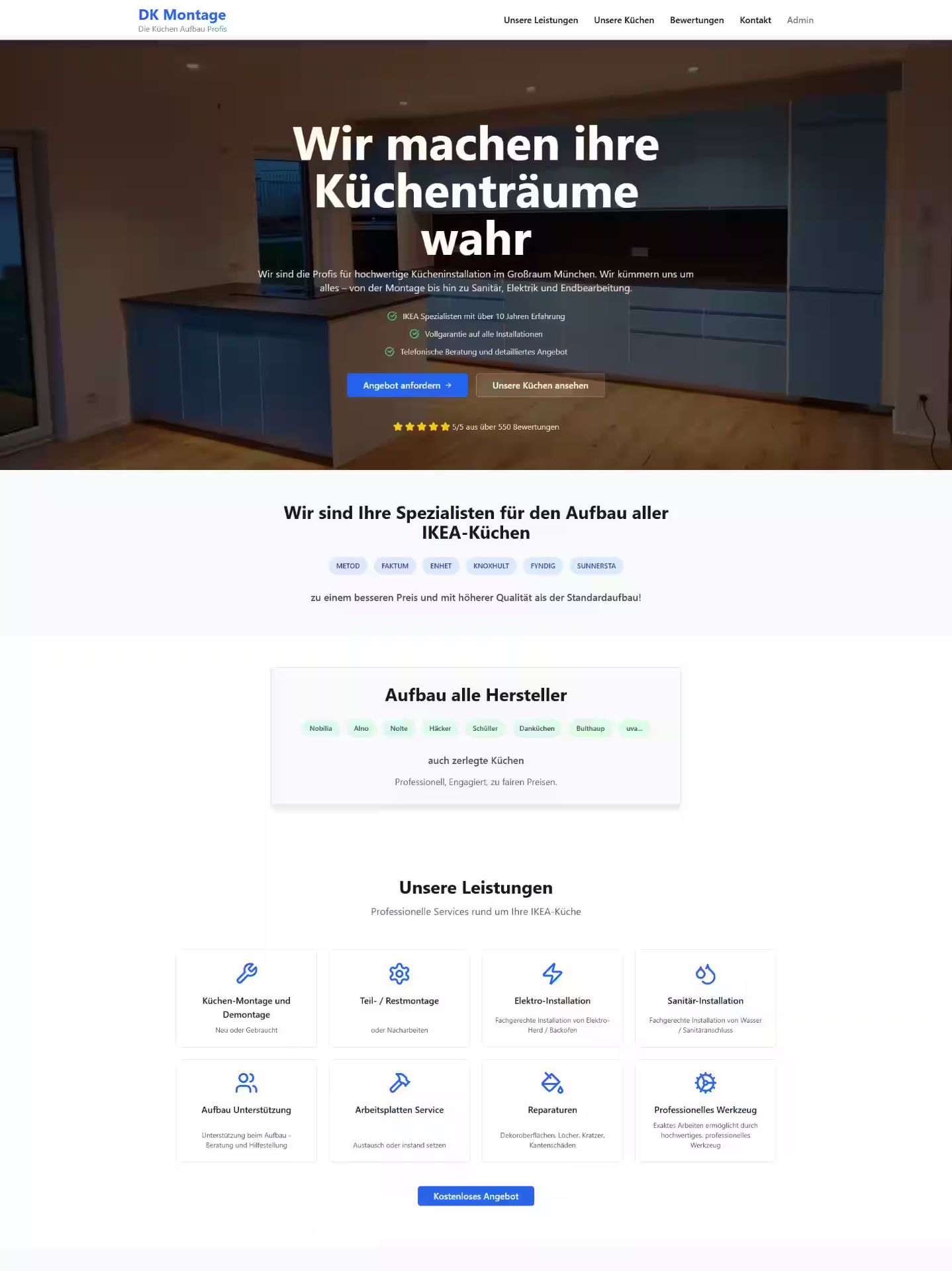 Unternehmenswebsite für einen Küchen-Montage-Service mit IKEA-Spezialisierung