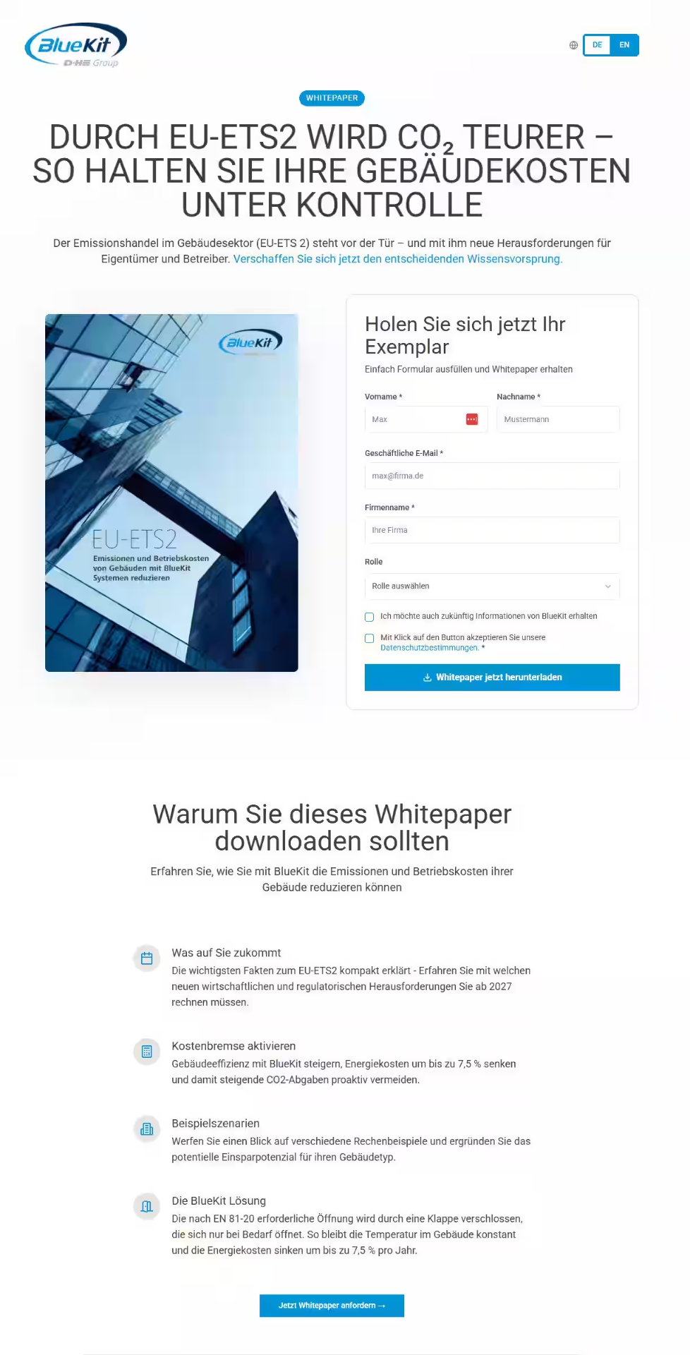 Whitepaper-Landing-Page für EU-ETS2 und Gebäudeeffizienz
